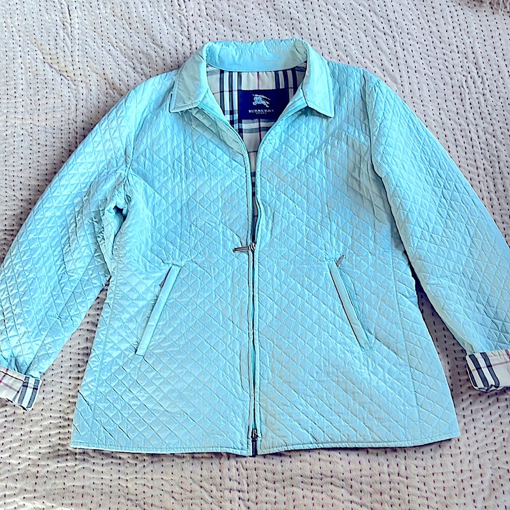 Burberry Baby Blue diamond quilted coat